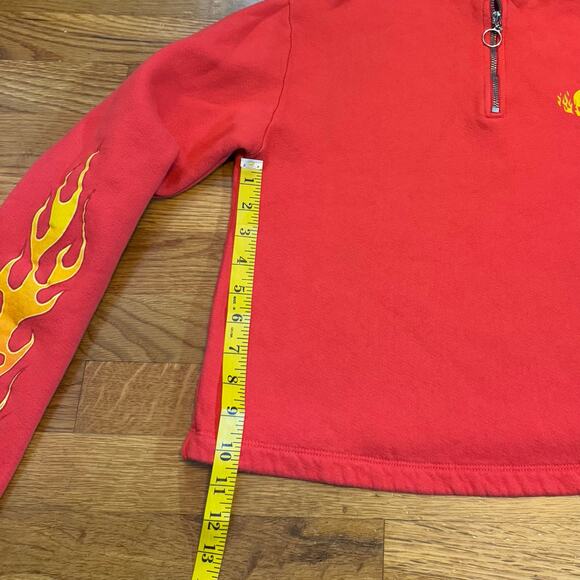 Future State Women’s Small Red Skull Fire Zip Long Sleeve Pullover Sweater Retro - Picture 3 of 8